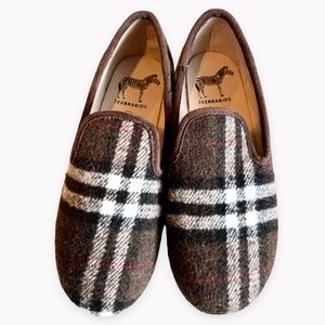Zeebra Kids Grey Wool Plaid Loafer Sz EU 31 or US 13
